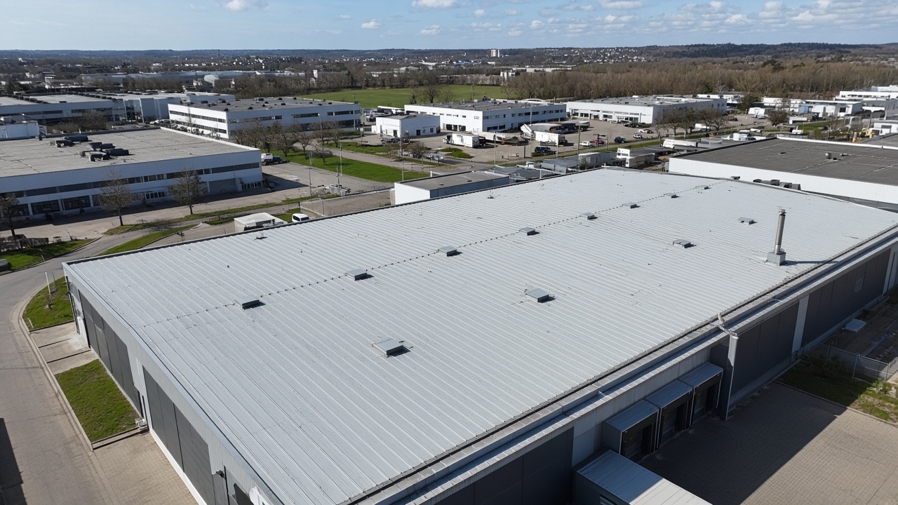 Industrieinspektion einer Halle mit Drohne